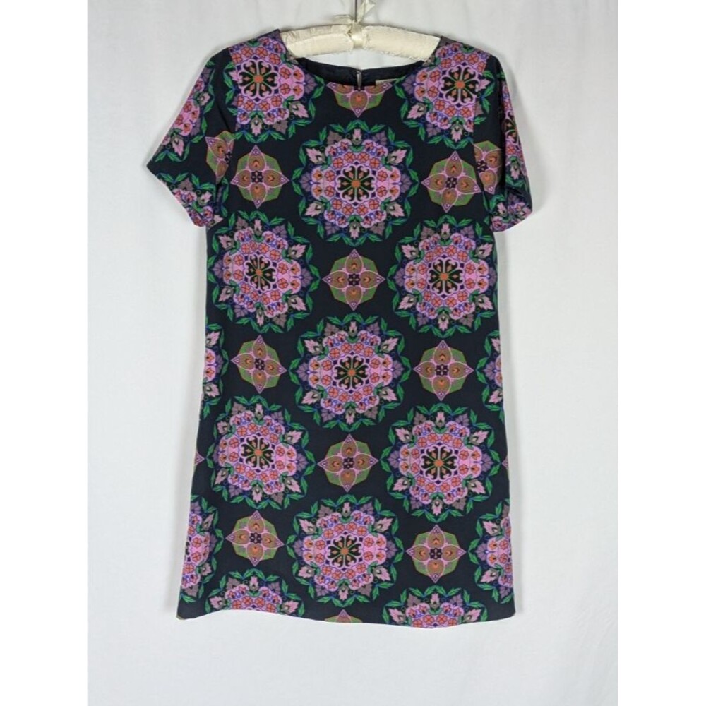 J. Crew Dress 6 Women's Medallion Print Short Sleeve Shift Pullover Easy Wear